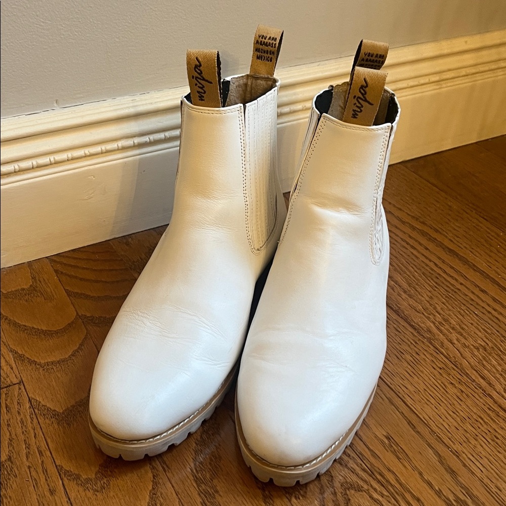 MIJA WHITE LEATHER CHELSEA BOOTS SIZE 9 - Picture 8 of 12